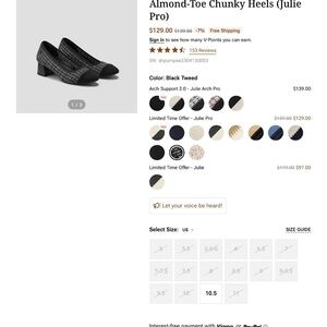 Black Tweed Almond-Toe Chunky Heels